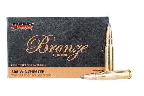 PMC Bronze 308 Winchester Soft Point Ammunition features a 150 grain bullet for hunting